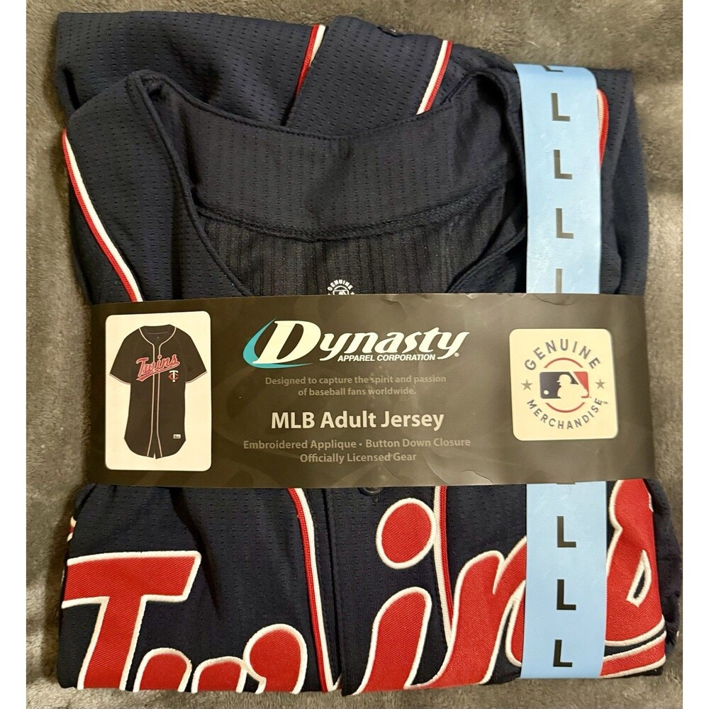NEW Dynasty MLB Minnesota Twins Size LARGE Mens Button Down Baseball Jersey